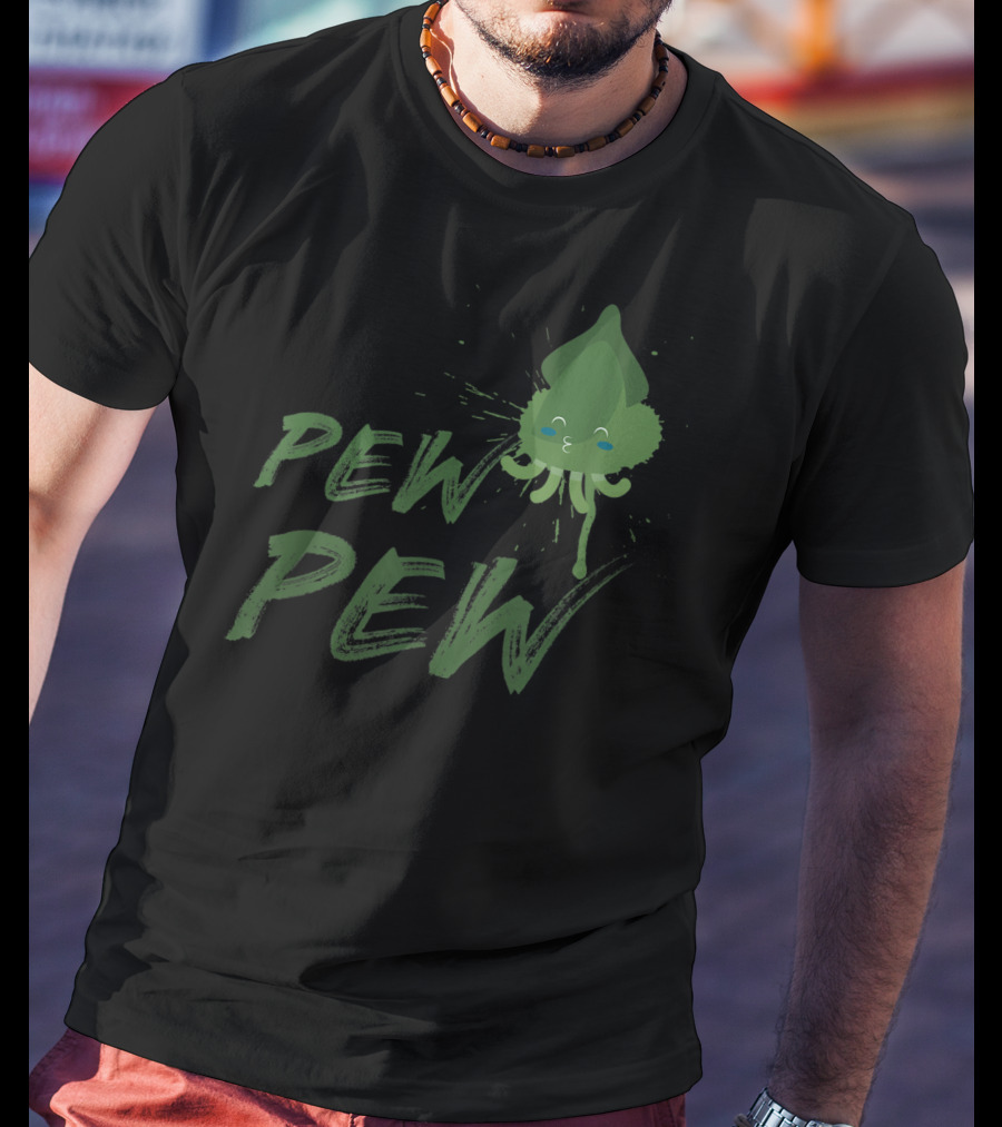 Pew Pew Cute Spitting Ink Squid Seafood Lovers T-Shirt