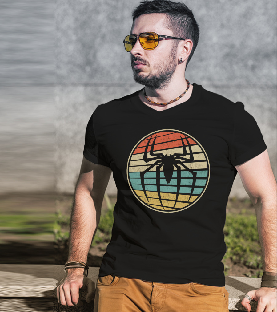Cute Spider Retro Vintage 70s 80s Circle 8E T-Shirt
