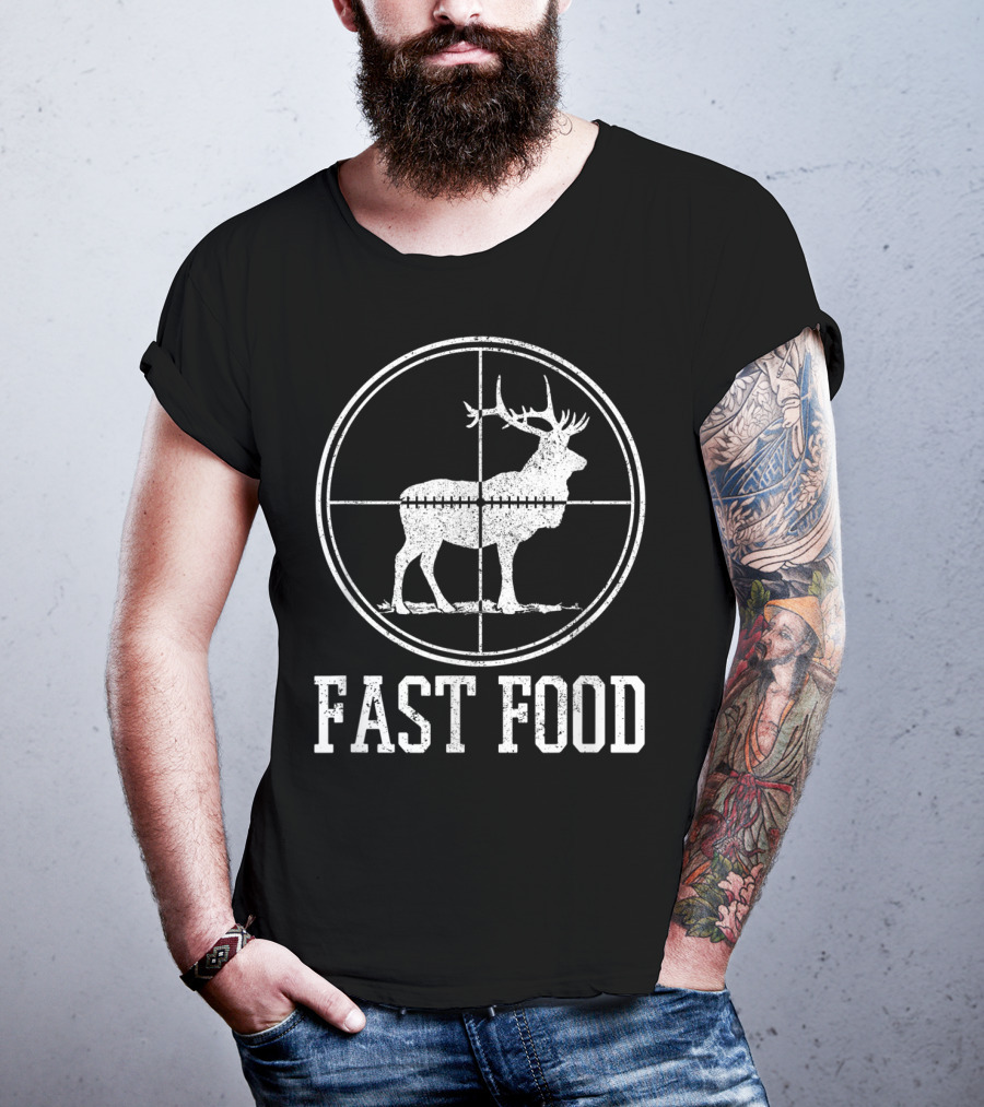 Fast Food Elk Hunting Funny Deer Hunter T-Shirt