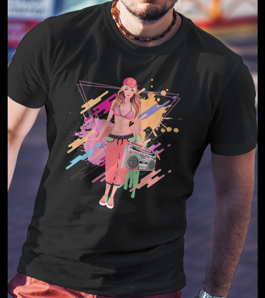Freestyle Music Street Hip Hop Crew Boombox Girl T-Shirt