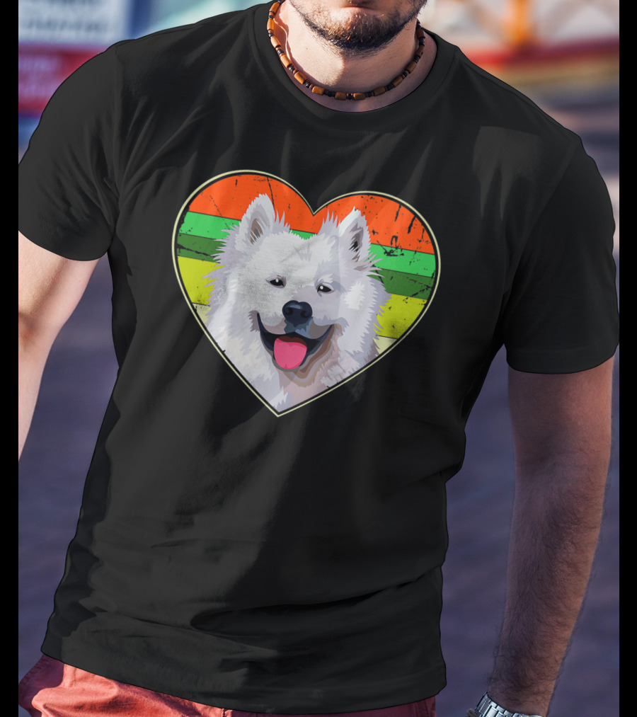 Heart American Eskimo Dog Rainbow Stripes T-Shirt