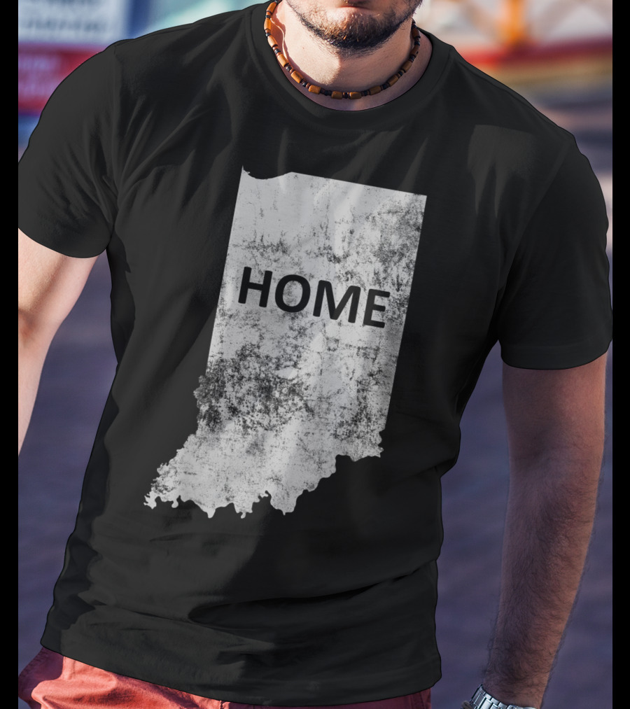 Indiana Home State Grunge Text Map T-Shirt