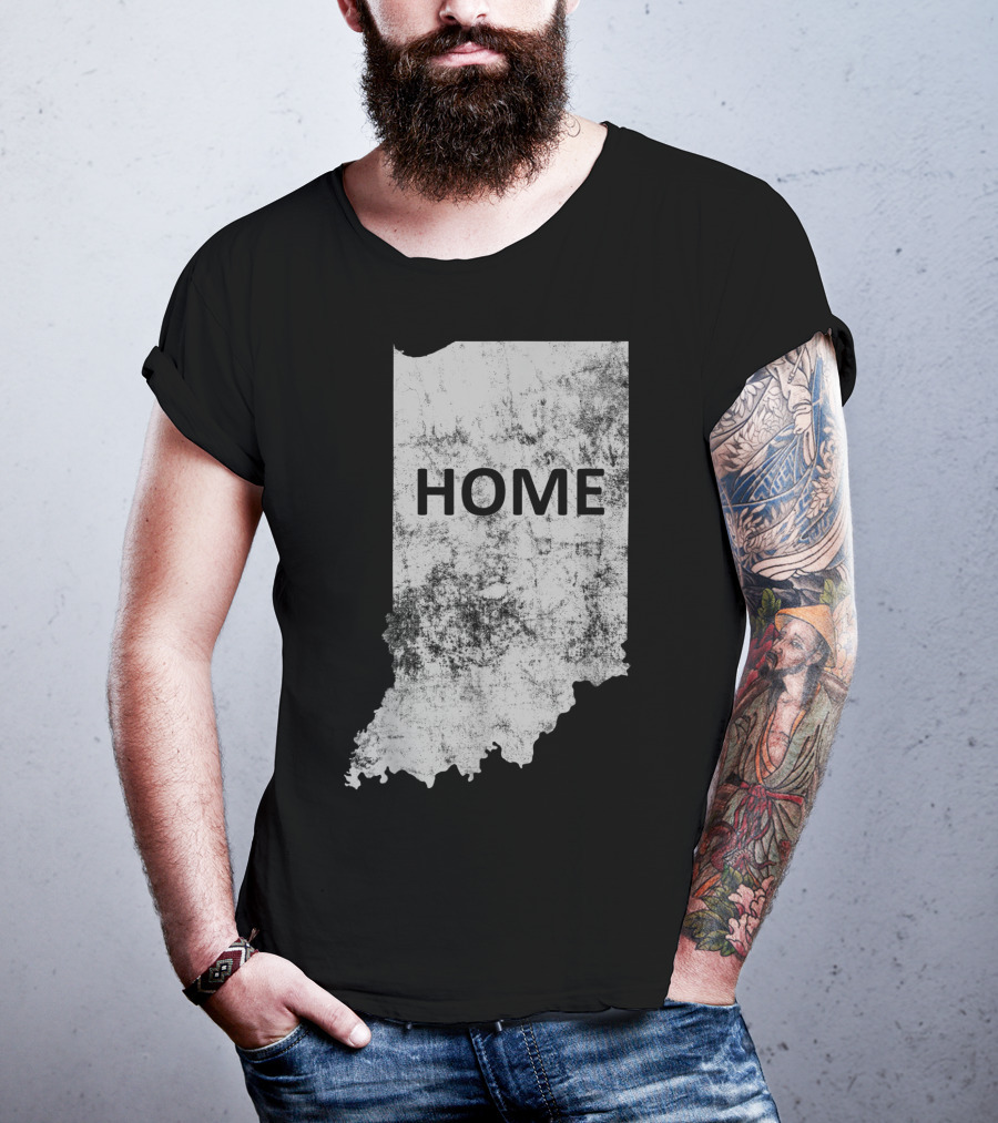 Indiana Home State Grunge Text Map T-Shirt