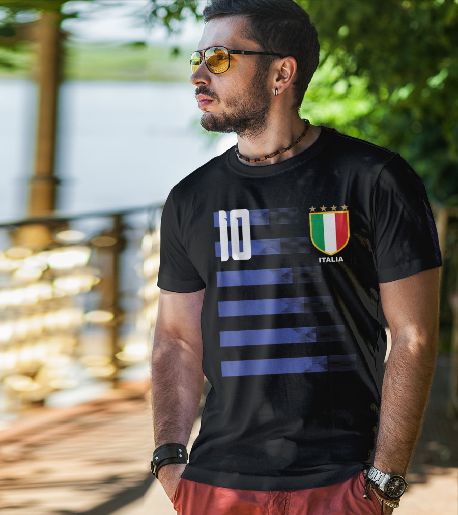 Italia Calcio Soccer Shirt Italian Flag Icon Number 10 T-Shirt