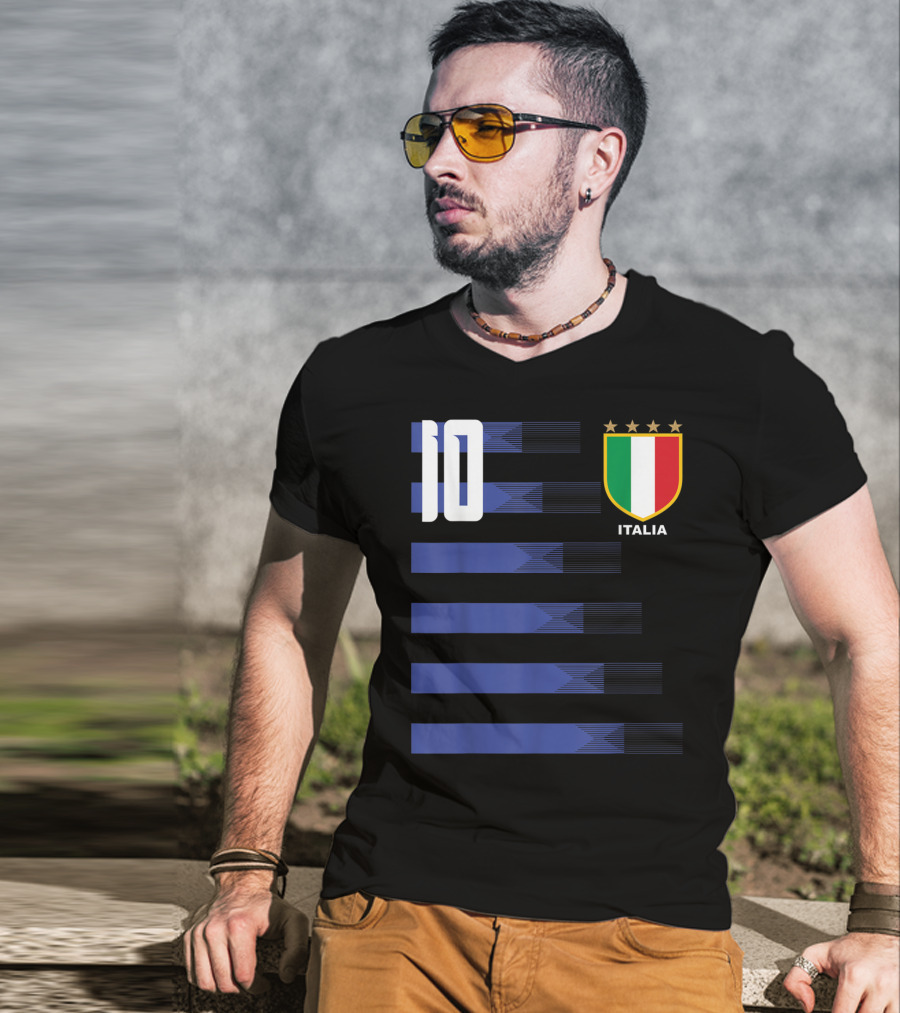 Italia Calcio Soccer Shirt Italian Flag Icon Number 10 T-Shirt
