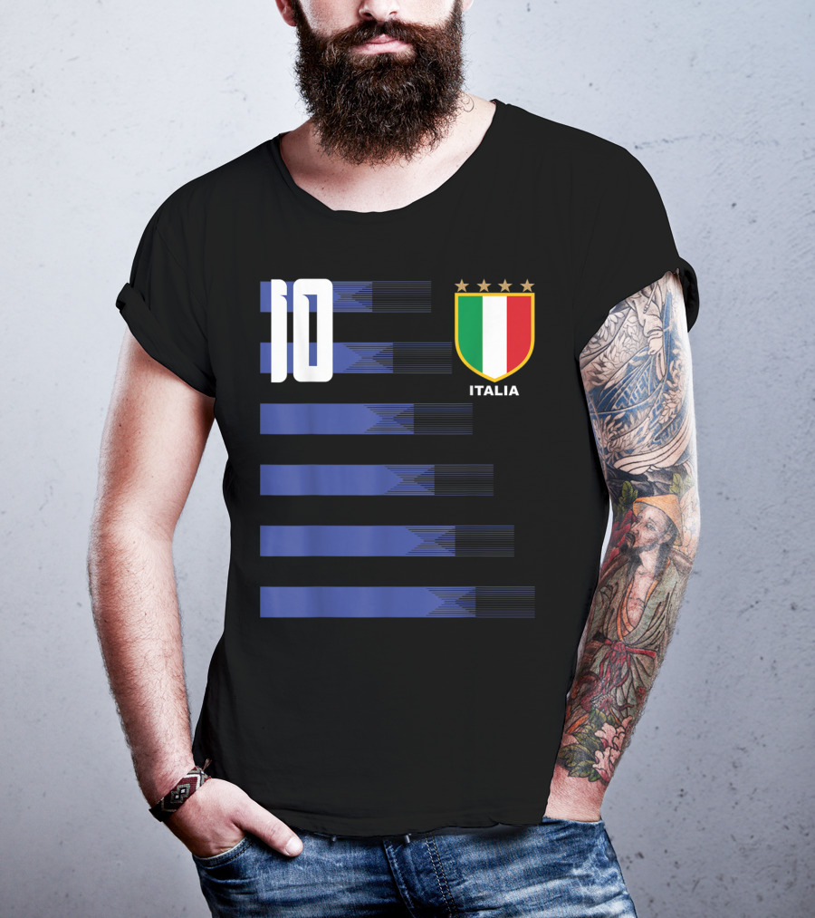 Italia Calcio Soccer Shirt Italian Flag Icon Number 10 T-Shirt