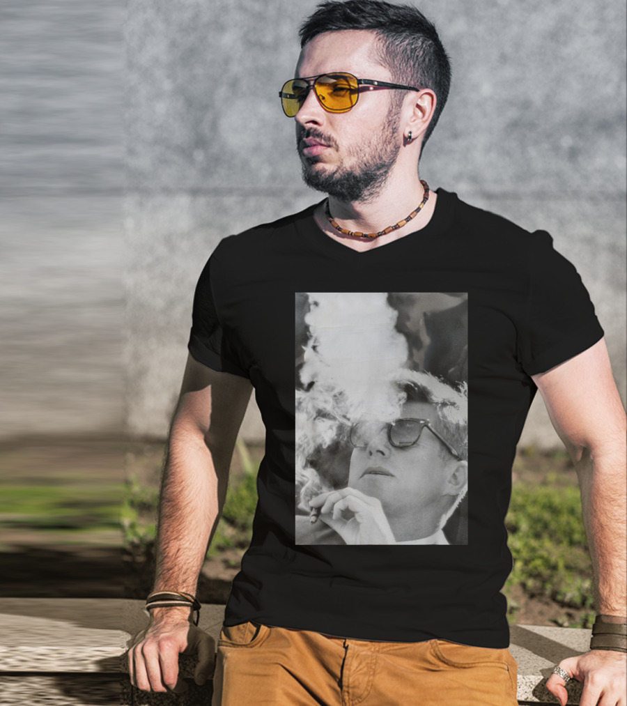 JFK Smoking With Shades John Kennedy Iconic Cigar Image T-Shirt
