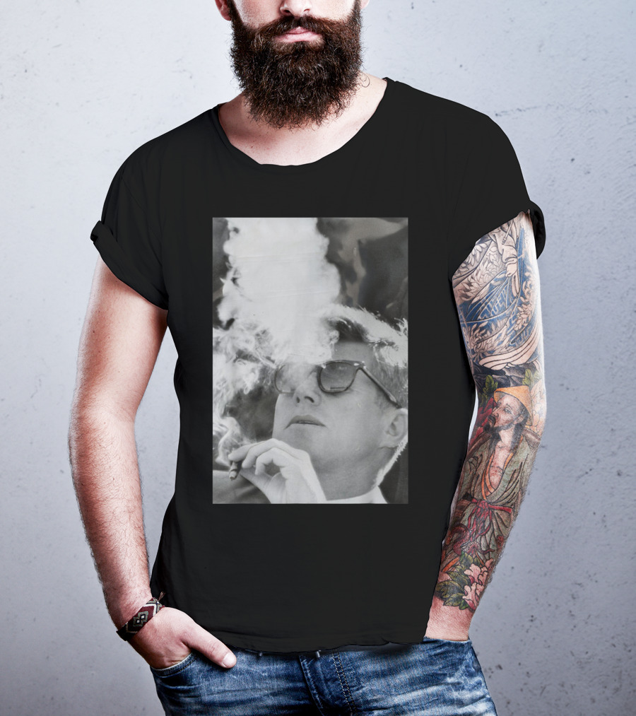 JFK Smoking With Shades John Kennedy Iconic Cigar Image T-Shirt