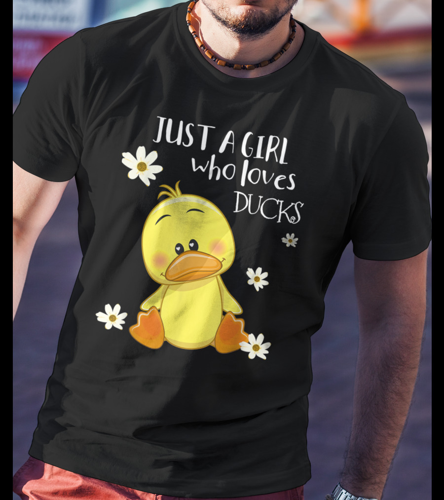 Just A Girl Who Loves Ducks Cute Duck Lover With Flowers T-Shirt