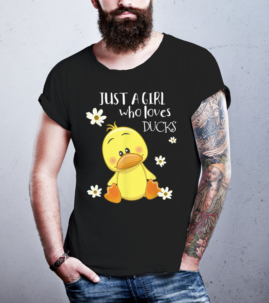 Just A Girl Who Loves Ducks Cute Duck Lover With Flowers T-Shirt