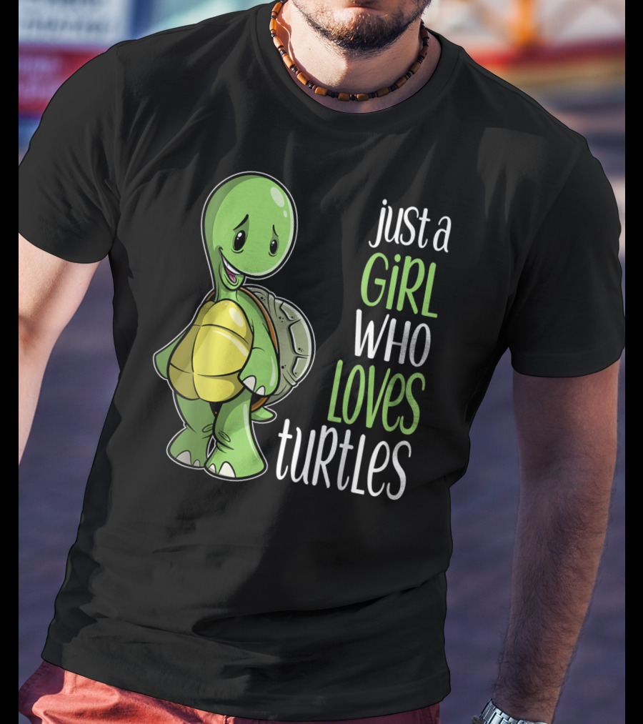 Just A Girl Who Loves Turtles Cute Cartoon T-Shirt