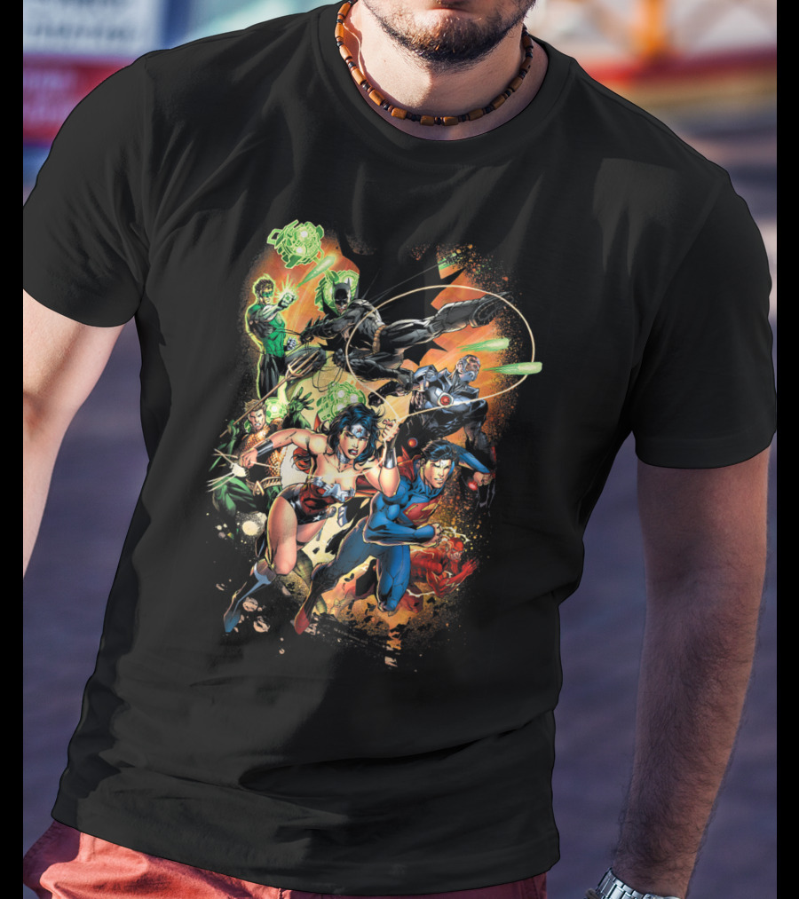 Justice League Battle Ready Heroes In Action T-Shirt