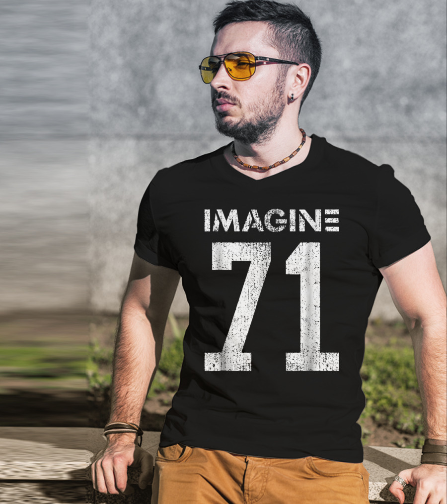 IMAGINE 71 Mens White Retro Style Shirt Sportswear T-Shirt