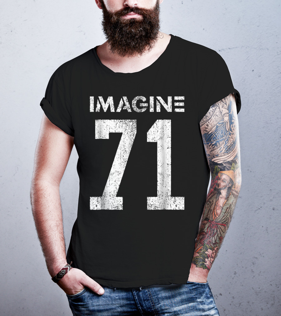IMAGINE 71 Mens White Retro Style Shirt Sportswear T-Shirt