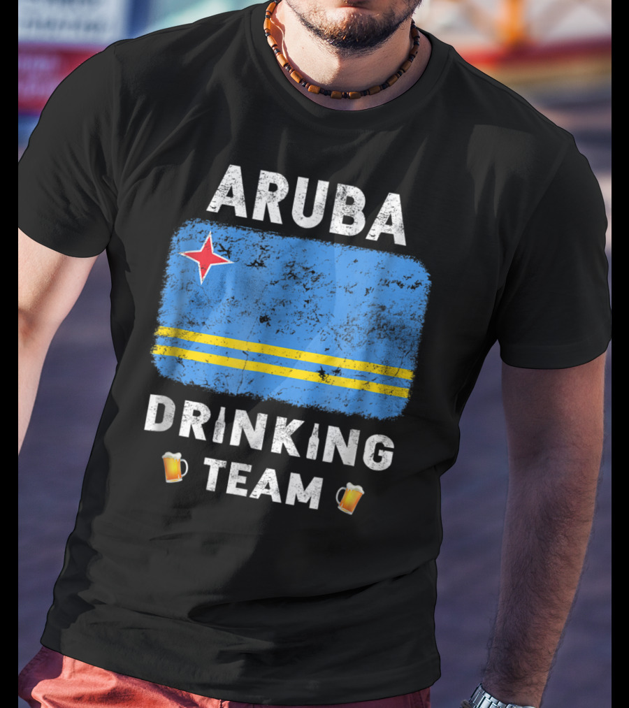 Aruba Drinking Team Country Alcohol Beer Flag And Beer Mugs T-Shirt
