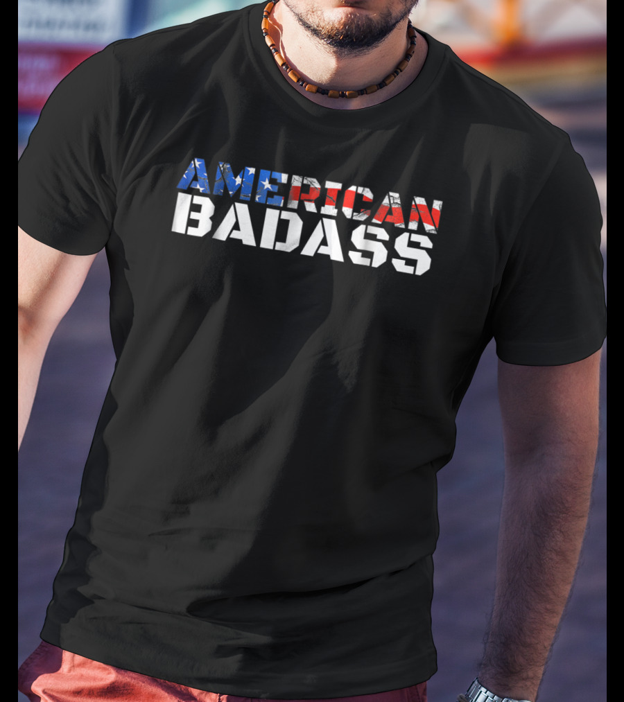 American Badass USA Flag Patriotic T-Shirt