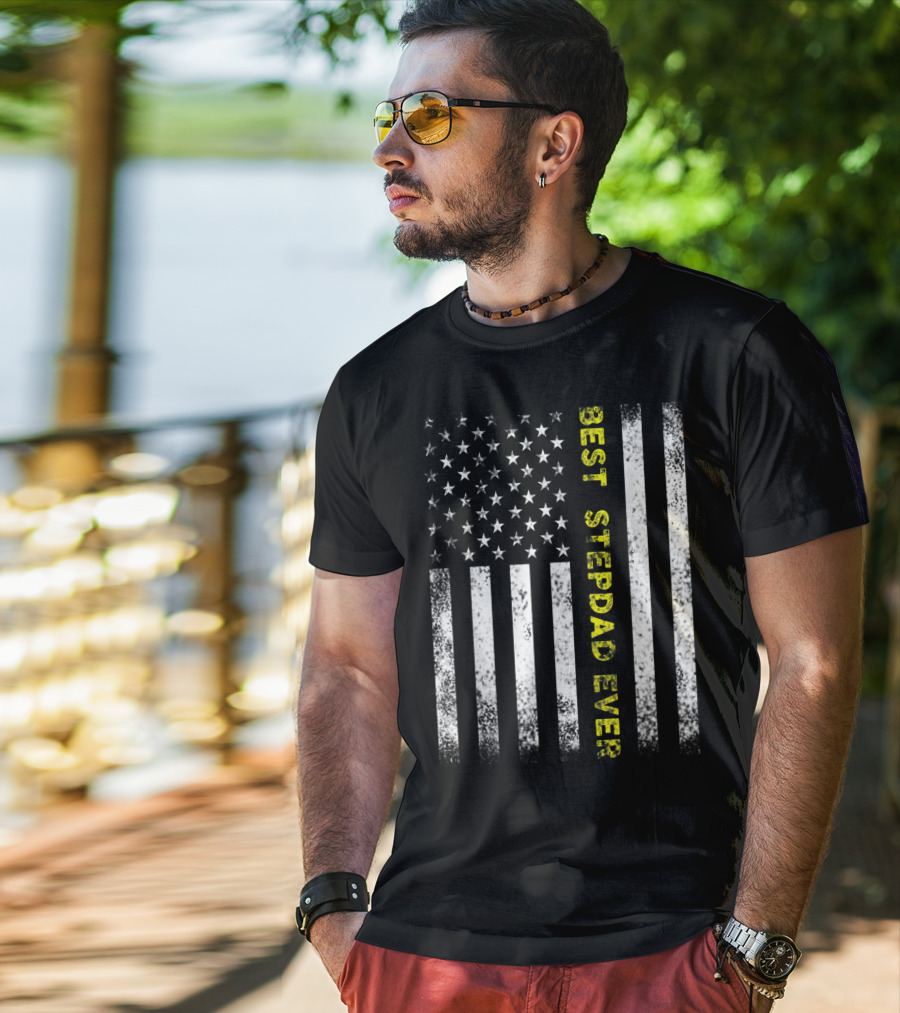 Best Stepdad Ever American Flag T-Shirt