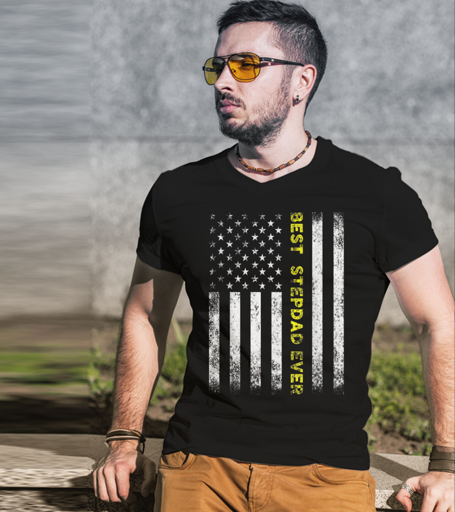 Best Stepdad Ever American Flag T-Shirt