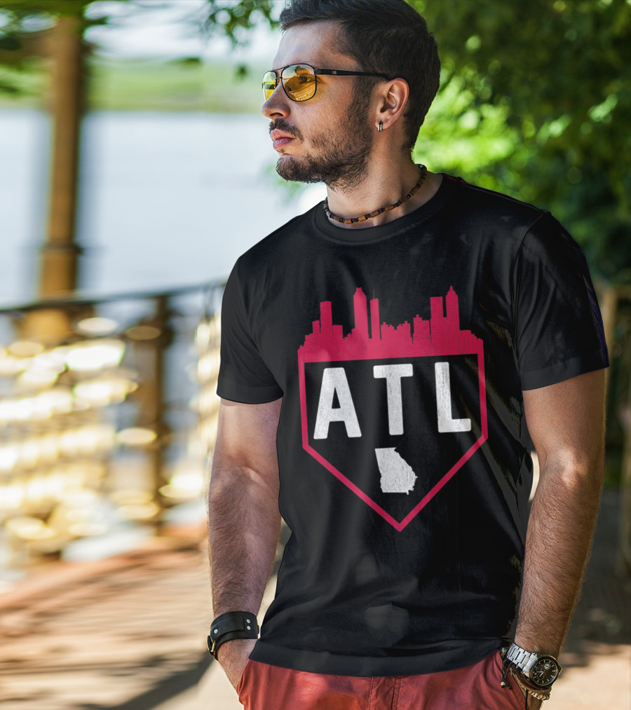 ATL Skyline Home Plate Atlanta Baseball Vintage Georgia T-Shirt