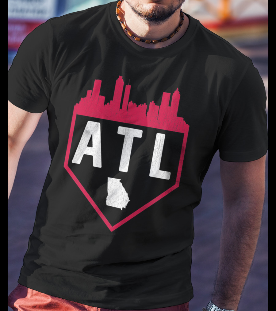 ATL Skyline Home Plate Atlanta Baseball Vintage Georgia T-Shirt