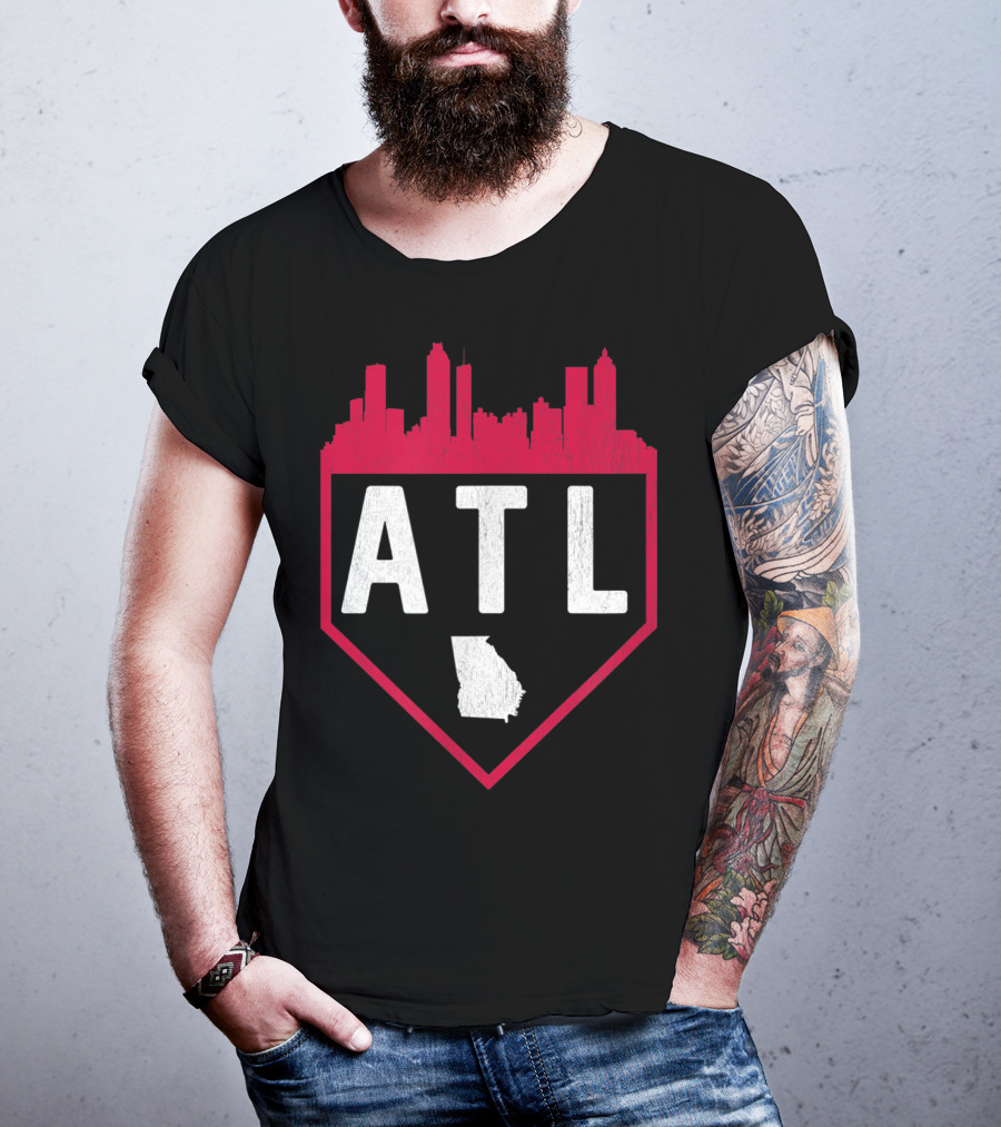 ATL Skyline Home Plate Atlanta Baseball Vintage Georgia T-Shirt