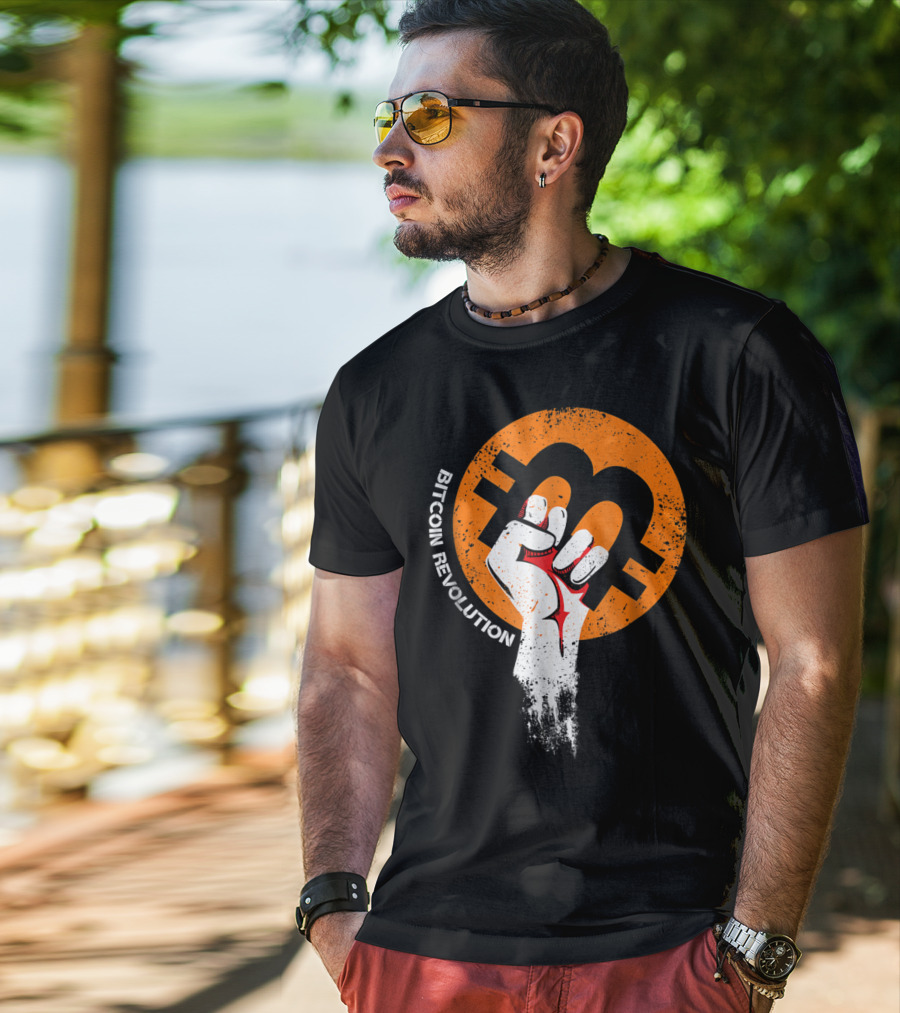 Bitcoin Cryptocurrency BTC Revolution Fist T-Shirt