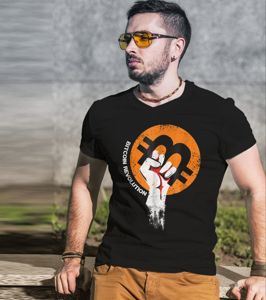 Bitcoin Cryptocurrency BTC Revolution Fist T-Shirt