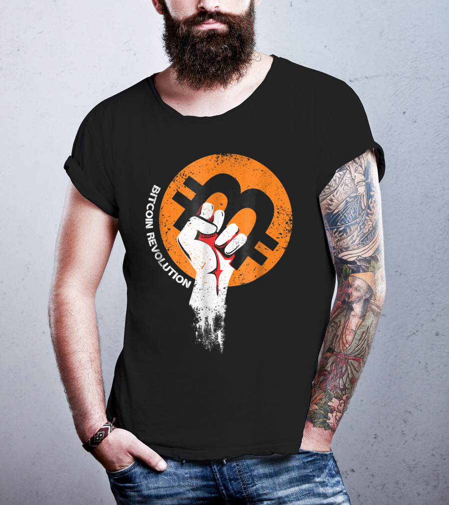 Bitcoin Cryptocurrency BTC Revolution Fist T-Shirt