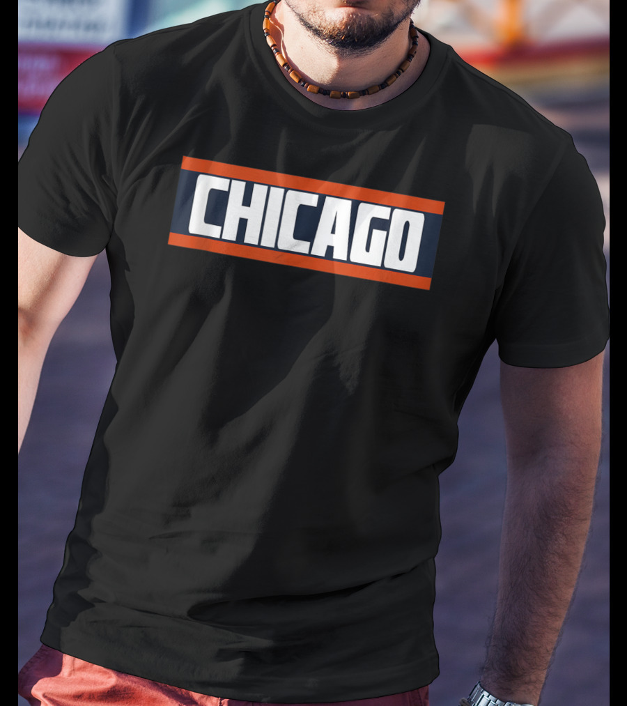 Chicago Bold Orange Blue White Block T-Shirt