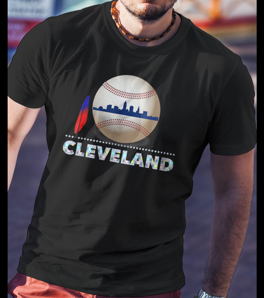 Cleveland Baseball Skyline Feather Emblem T-Shirt