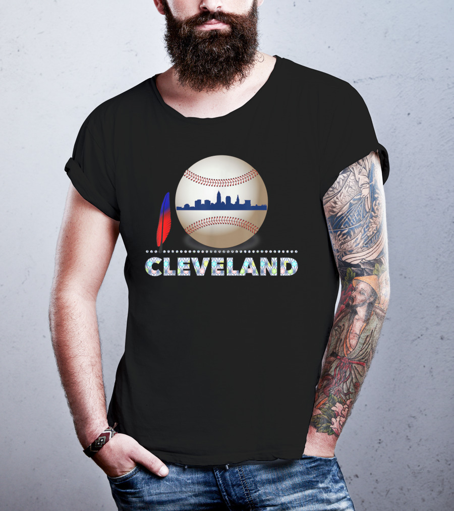 Cleveland Baseball Skyline Feather Emblem T-Shirt