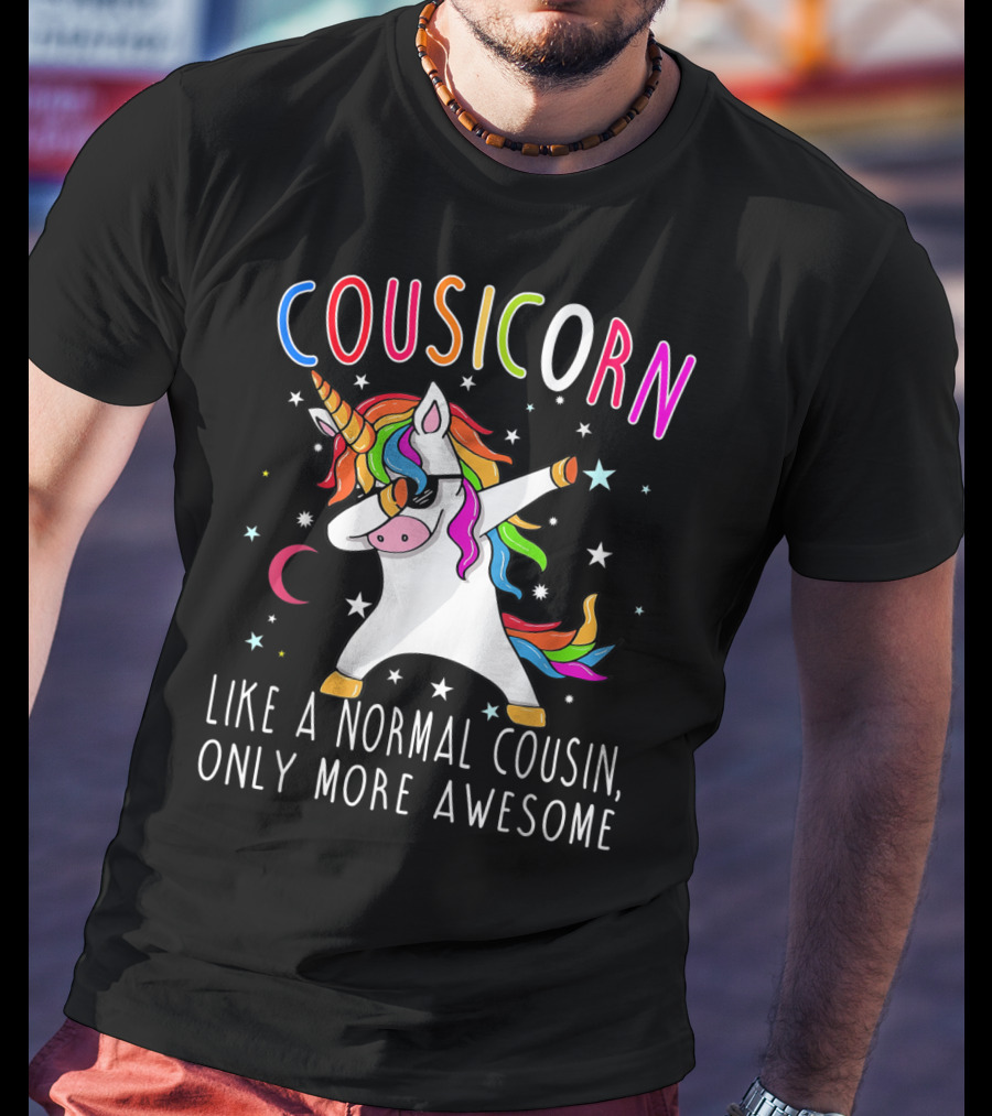 Cousicorn Like A Normal Cousin Only More Awesome Unicorn Dab Rainbow Stars T-Shirt