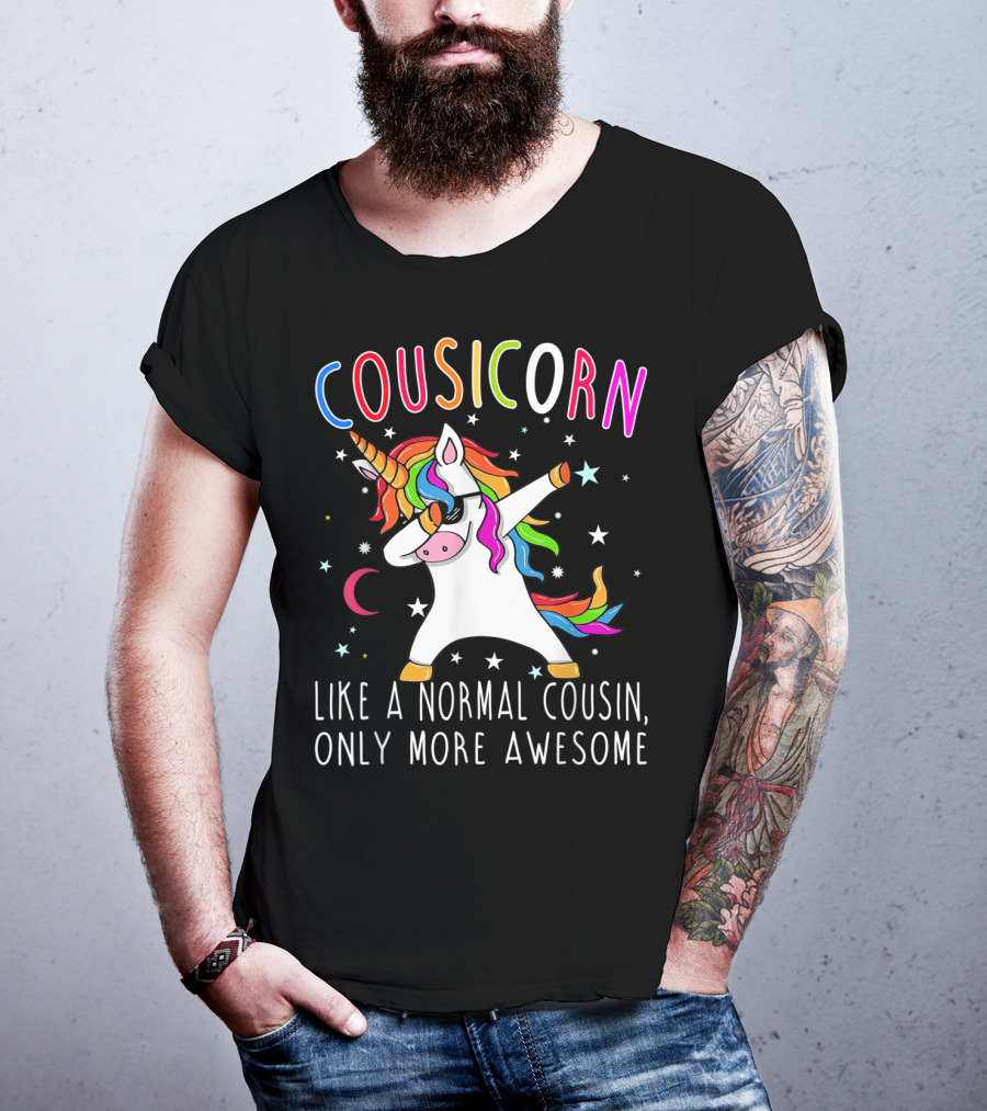 Cousicorn Like A Normal Cousin Only More Awesome Unicorn Dab Rainbow Stars T-Shirt