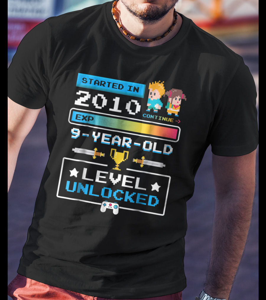 Started In 2010 9 Year Old Level Unlocked Gamer EXP Trophy T-Shirt