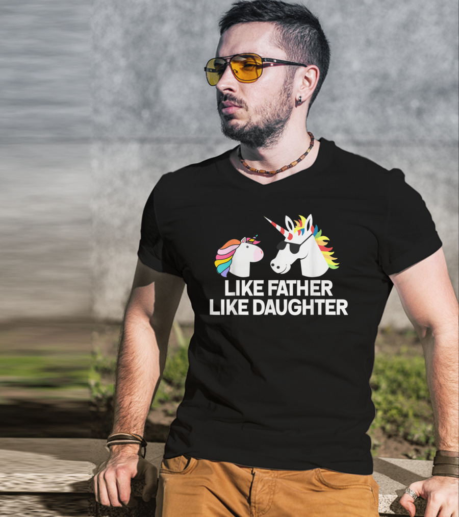 Like Father Like Daughter Unicorn Matching Rainbow Mane T-Shirt