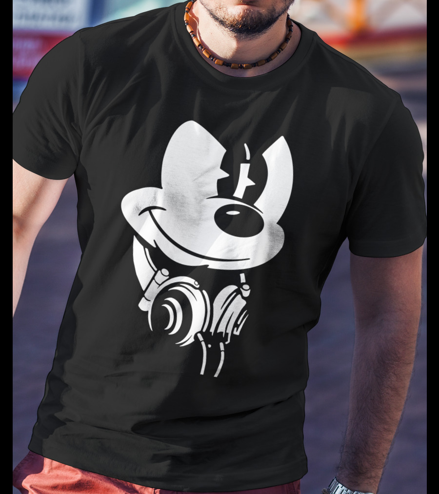 Disney Mickey Mouse Headphones Smiling Iconic Character T-Shirt