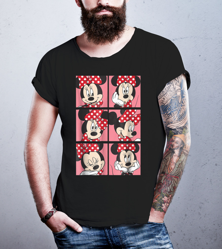 Disney Minnie Mouse Red Polka Dot Bow Pink Grid Expressions T-Shirt