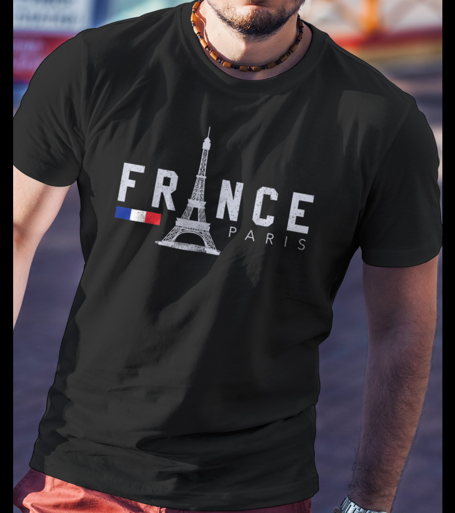 France Paris Eiffel Tower With French Flag T-Shirt