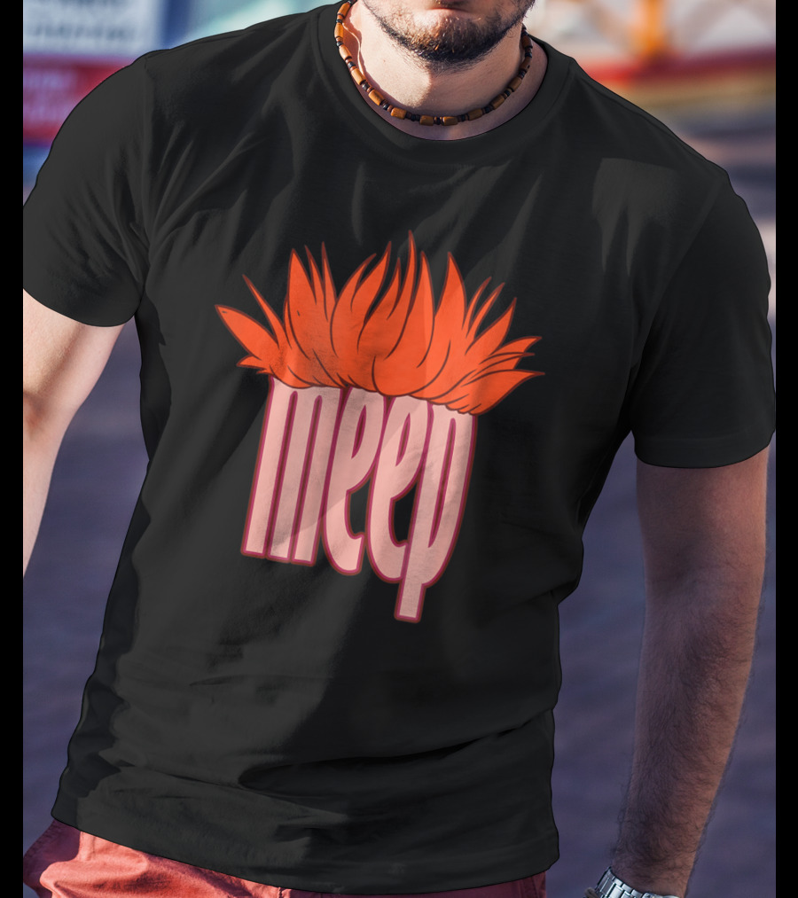 Meep Hair Orange Flame Text T-Shirt