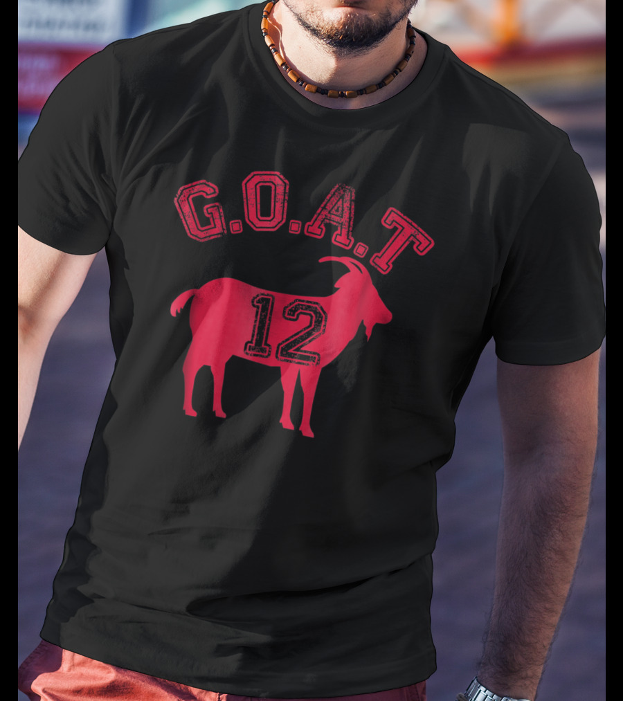 G.O.A.T 12 Greatest All Time Distressed New England Football T-Shirt