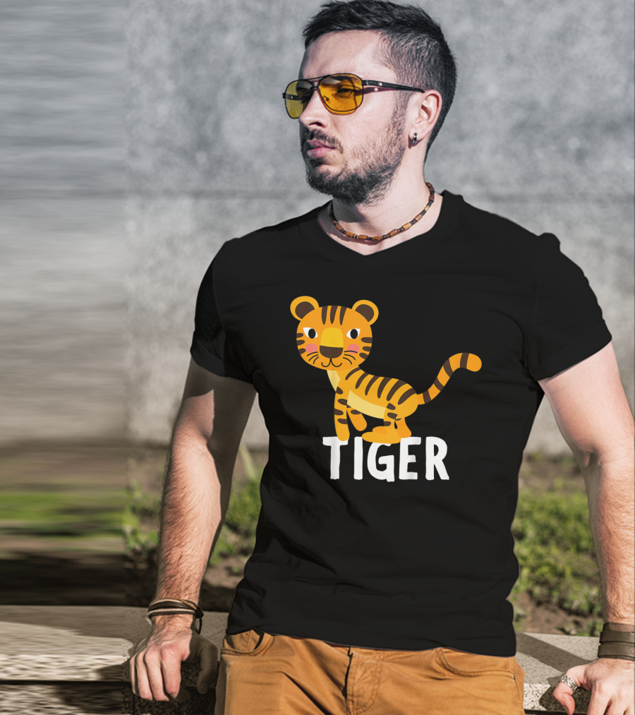Tiger Cartoon Illustration For Kids And Girls T-Shirt