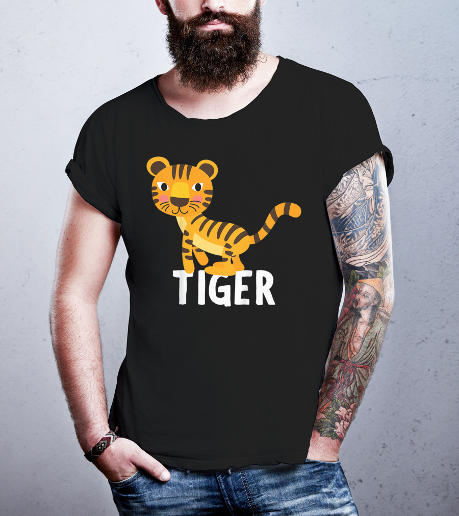 Tiger Cartoon Illustration For Kids And Girls T-Shirt