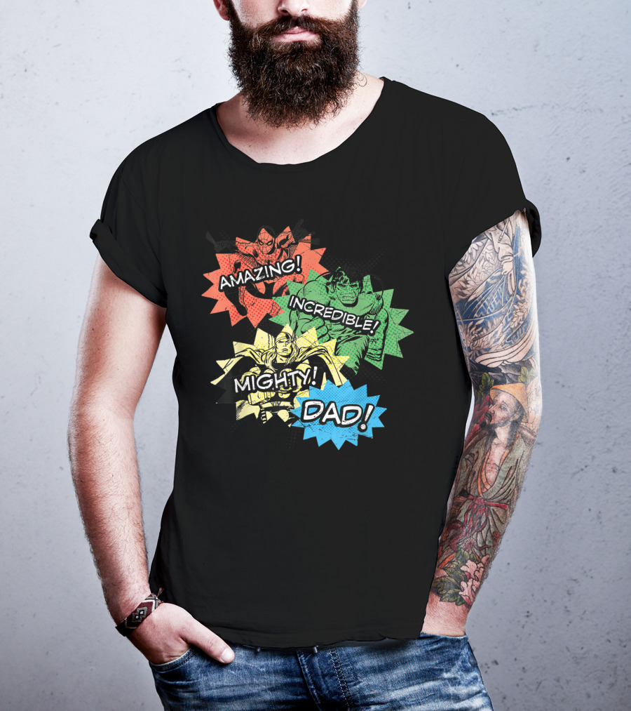 Amazing Incredible Mighty Dad Marvel Super Hero T-Shirt
