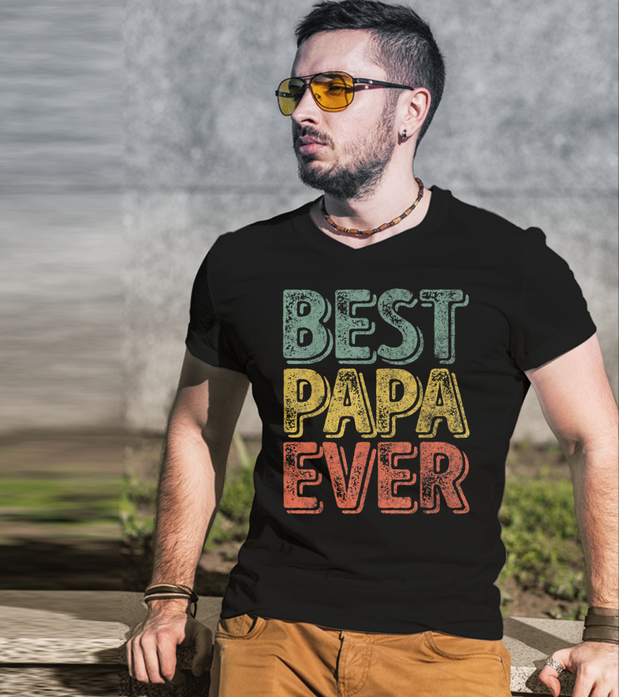 Best Papa Ever Bold Retro Style Father's Day T-Shirt