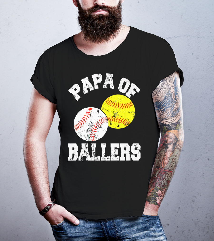 Papa Of Ballers Baseball Softball T-Shirt
