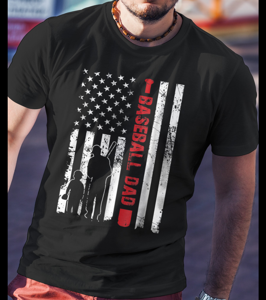 American Flag Baseball Dad Father's Day USA Sports T-Shirt