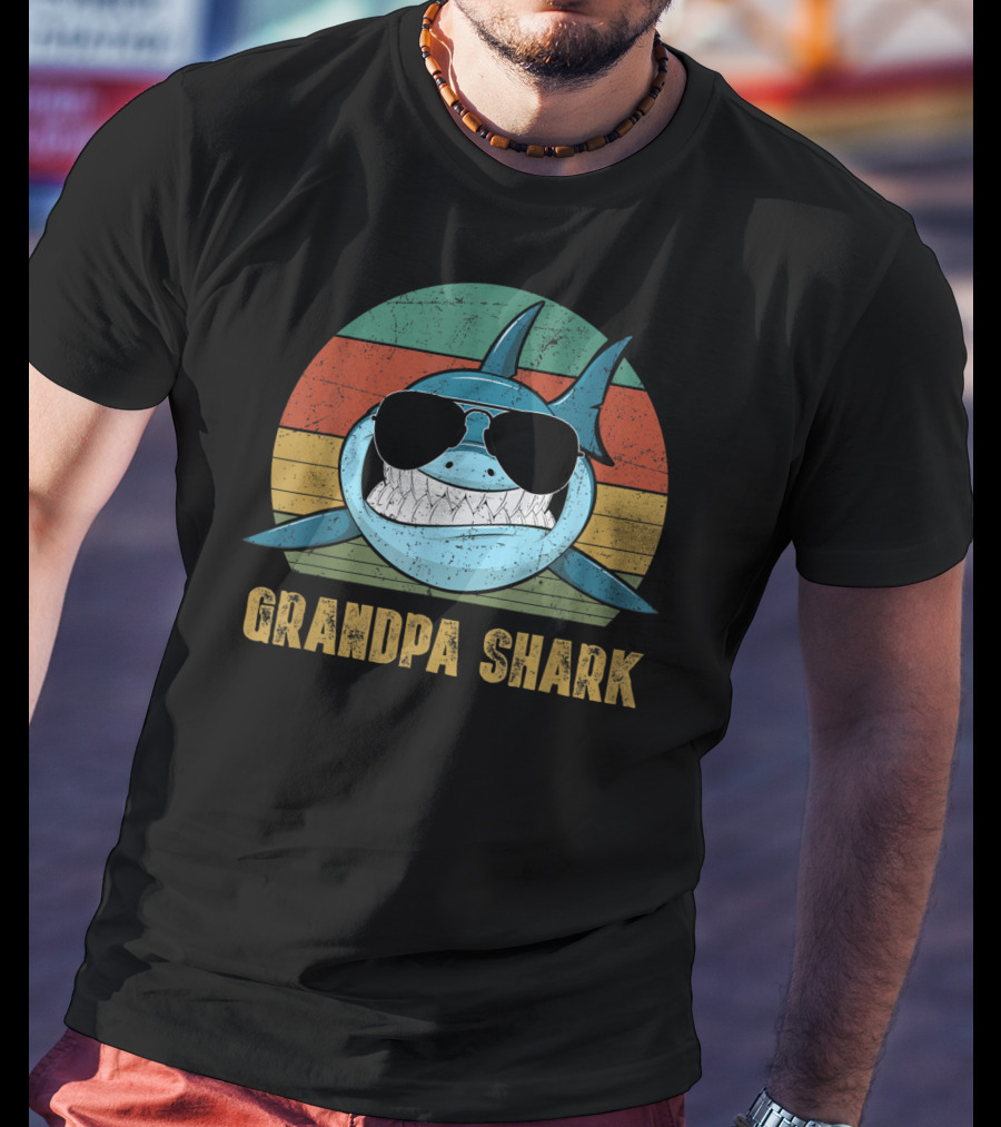Grandpa Shark Vintage Retro Sunglasses T-Shirt
