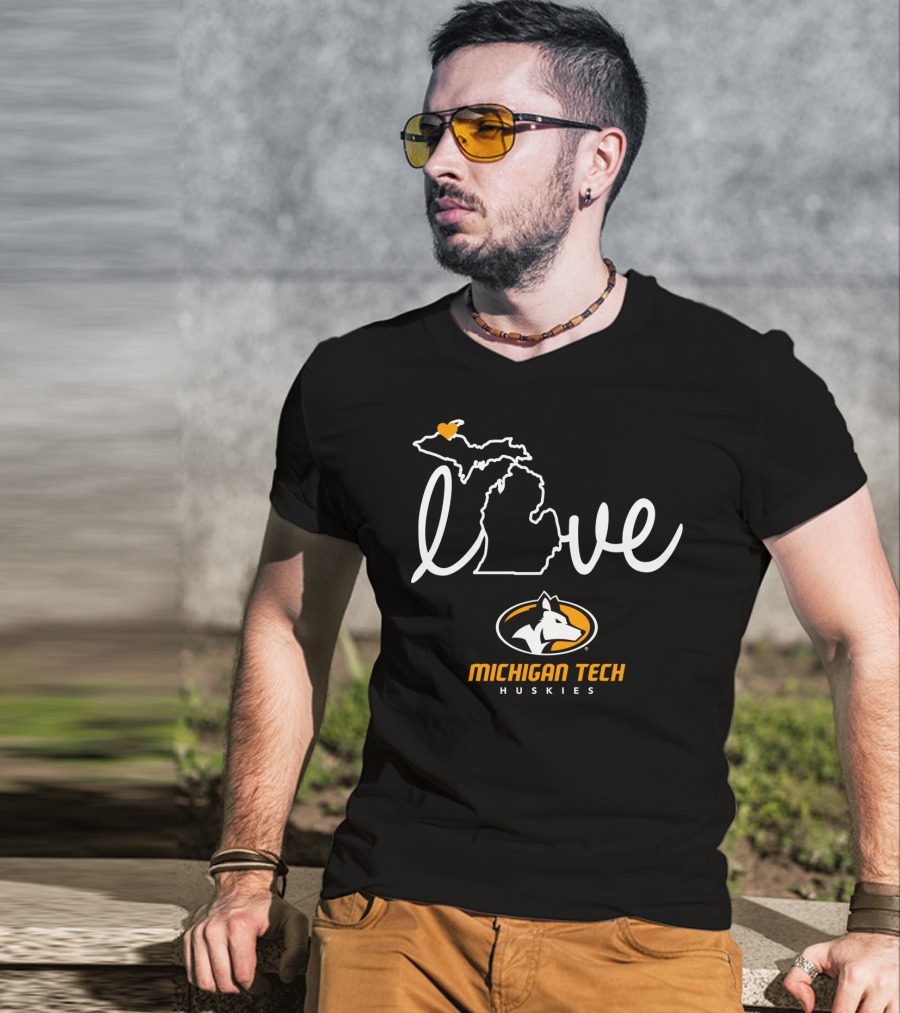 Love Michigan Tech Huskies State Map Iconic T-Shirt