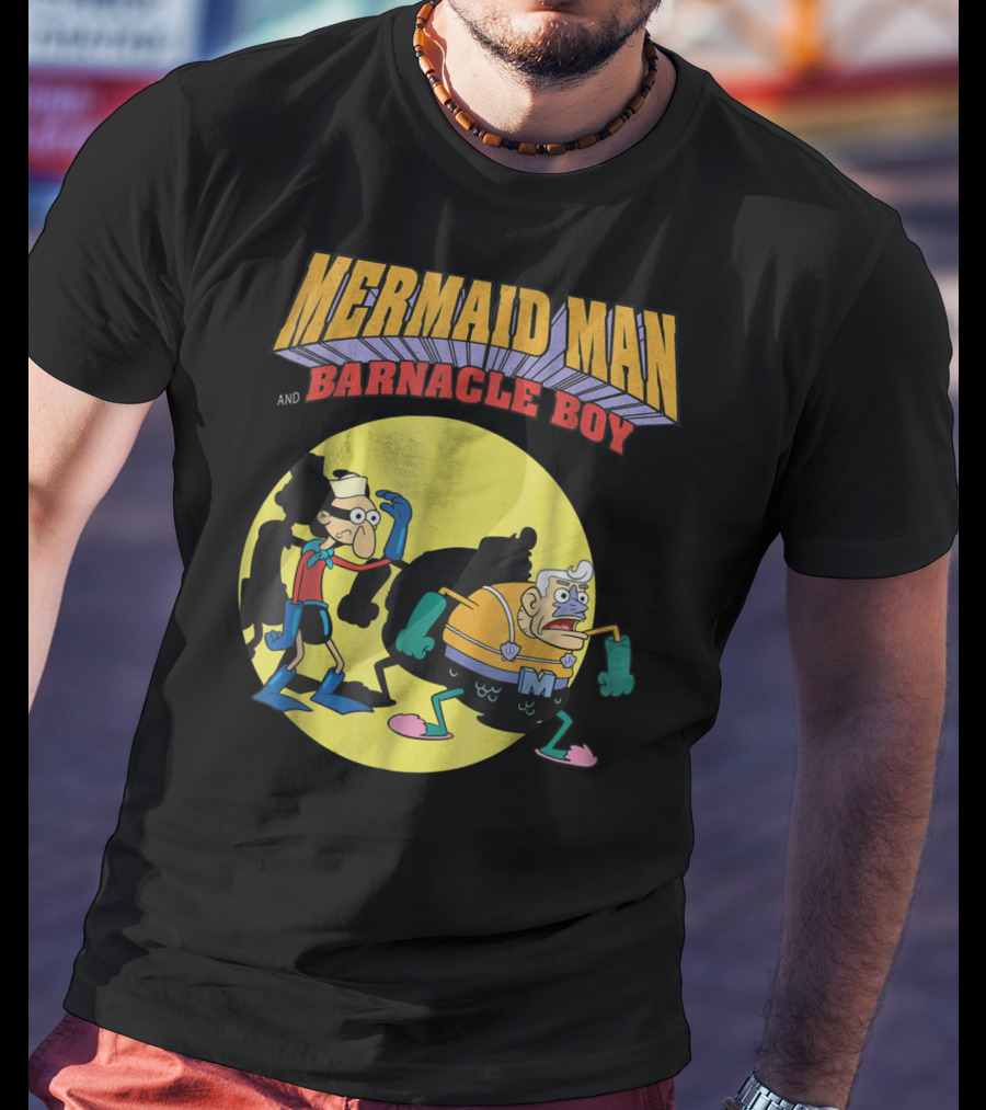 Mermaid Man And Barnacle Boy Nickelodeon Spongebob SquarePants Vintage Comic T-Shirt