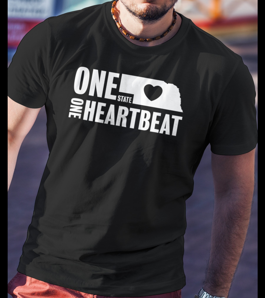 Nebraska One State One Heartbeat Map Heart T-Shirt